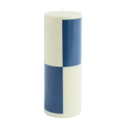 Column Candle block candle large 25 cm, Milky green-dark blue
