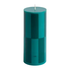 Column Candle block candle small 15 cm, Green-dark green large check