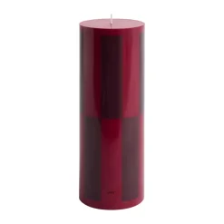 Column Candle block candle large 25 cm, Wine-bordeaux large check