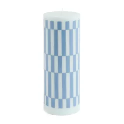 Column Candle block candle large 25 cm, Light blue-dusty blue check