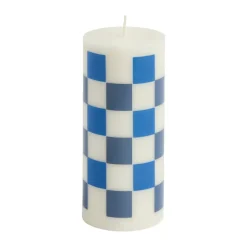 Column Candle block candle small 15 cm, Off white-blues