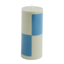 Column Candle block candle small 15 cm, Grey-blue