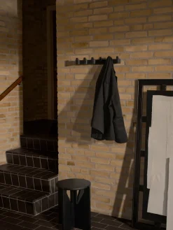 Column coat rack 49 cm, Black stained oak