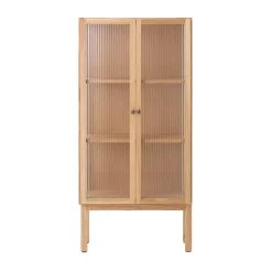 Curiosity cabinet with glass doors 143 cm, Oak