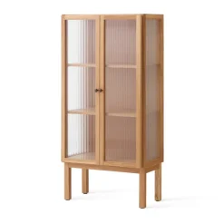 Curiosity cabinet with glass doors 143 cm, Oak
