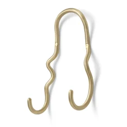 Curvature hook double, brass