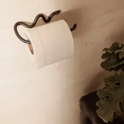 Curvature toilet paper holder, Black brass