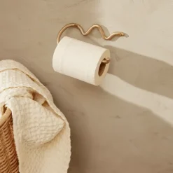 Curvature toilet paper holder, brass