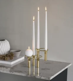 Curve Candlestick, Gold, tray