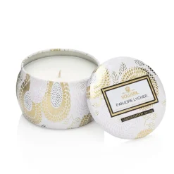 Decorative tin candle 25 hours, Panjore Lychee