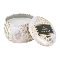 Decorative tin candle 25 hours, santal vanille