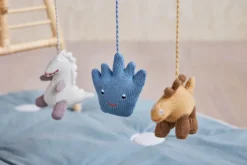 Dino play toys for baby gym., Beige-saffron-aqua blue