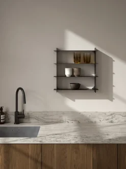 Division wall shelf, Black steel, 45x45x10 cm