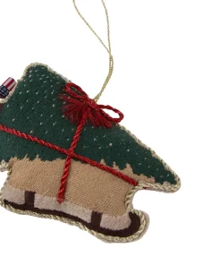 Dog sleigh organic cotton Christmas hanging, Multi