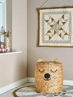 Dolma storage basket with lid Ø42x50 cm, Nature
