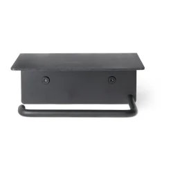 Dora toilet paper holder with shelf, Black