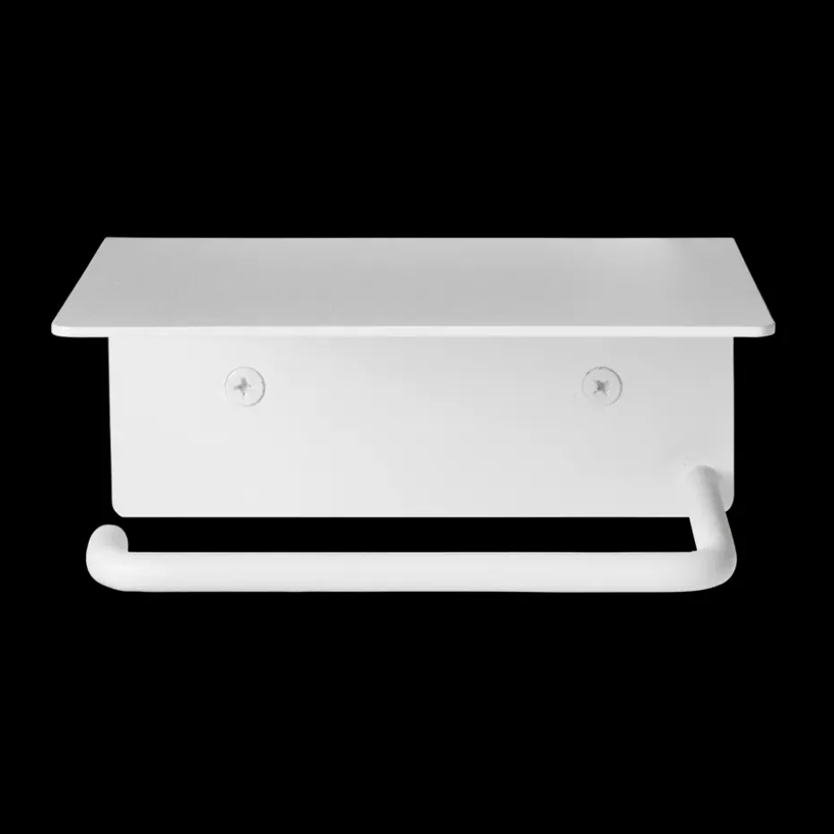 Dora toilet paper holder with shelf, White