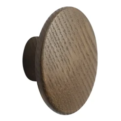 Dots wood hook dark stained brown, Ø6.5 cm