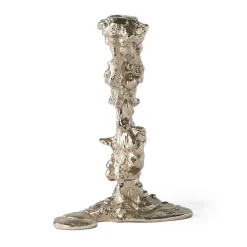 Drip candlestick L 25 cm, Silver