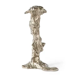 Drip candlestick L 25 cm, Silver