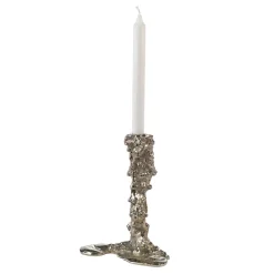 Drip candlestick L 25 cm, Silver