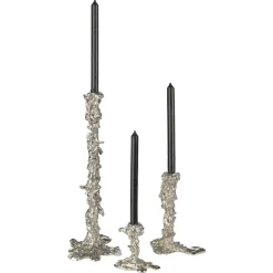 Drip candlestick L 25 cm, Silver