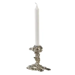 Drip candlestick L 25 cm, Silver