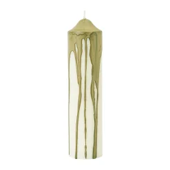 Drip pillar candle, Olive Green, 20 cm