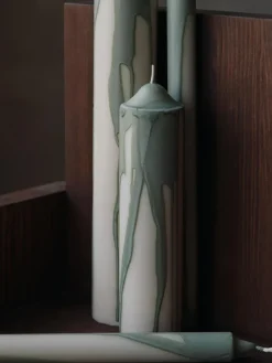 Drip pillar candle, Tea Green, 30 cm