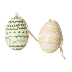 Easter Eggs in Papier Maché Easter ornaments 2-pack, Green-yellow