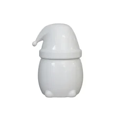 Eating Santa jar with lid small, shiny white