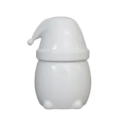 Eating Santa jar with lid large, shiny white