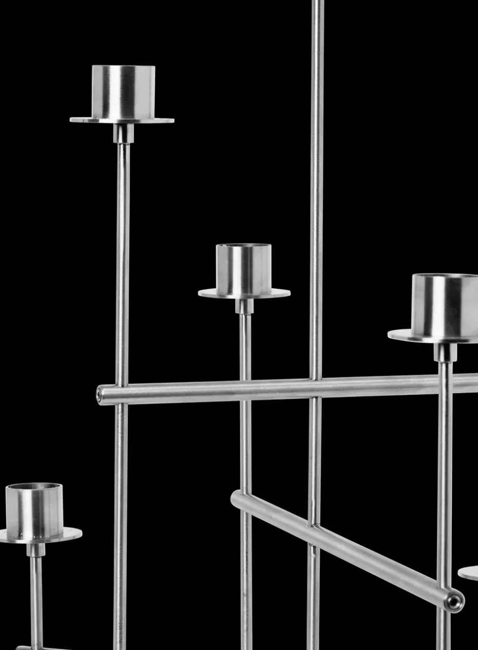Elysia candlestick, Brushed stainless steel
