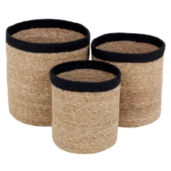 Emil basket seagrass cylinder large 3 pcs, Black