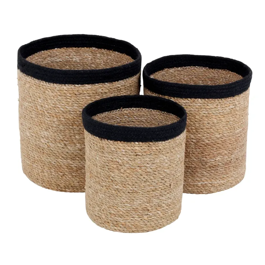 Emil storage basket 3-pack small, nature-black