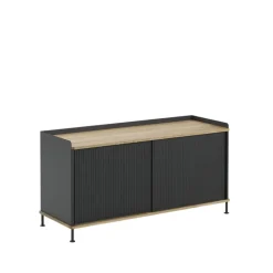 Enfold Low Side table, Black-oak-metal