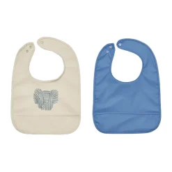 Erik Elephant bib 2-piece, Beige-blue