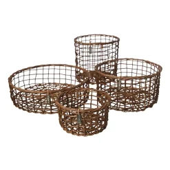 Ernst basket bamboo 4-pack, Dark brown