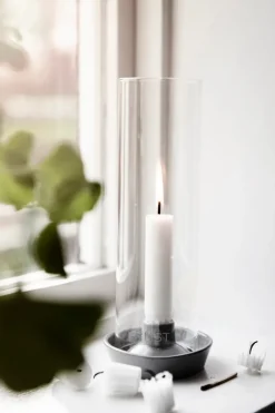 Ernst candle sticks glass cylinder, Dark grey