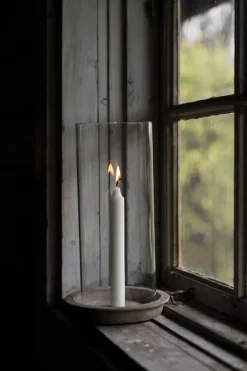 Ernst candle tray-candle holder incl glass cylinder 30 cm, Terracotta