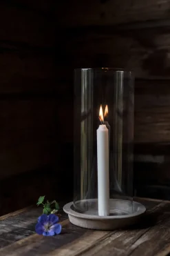 Ernst candle tray-candle holder incl glass cylinder 30 cm, Terracotta
