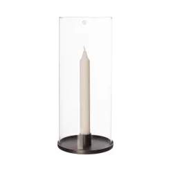 Ernst tealight holder for long candle 28 cm, Black aluminium