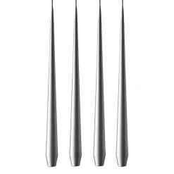 ester & erik candle 42 cm 4-pack metalic, Silver
