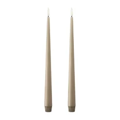 ester & erik taper candle LED 2-pack, 18 Nougat note , 30 cm