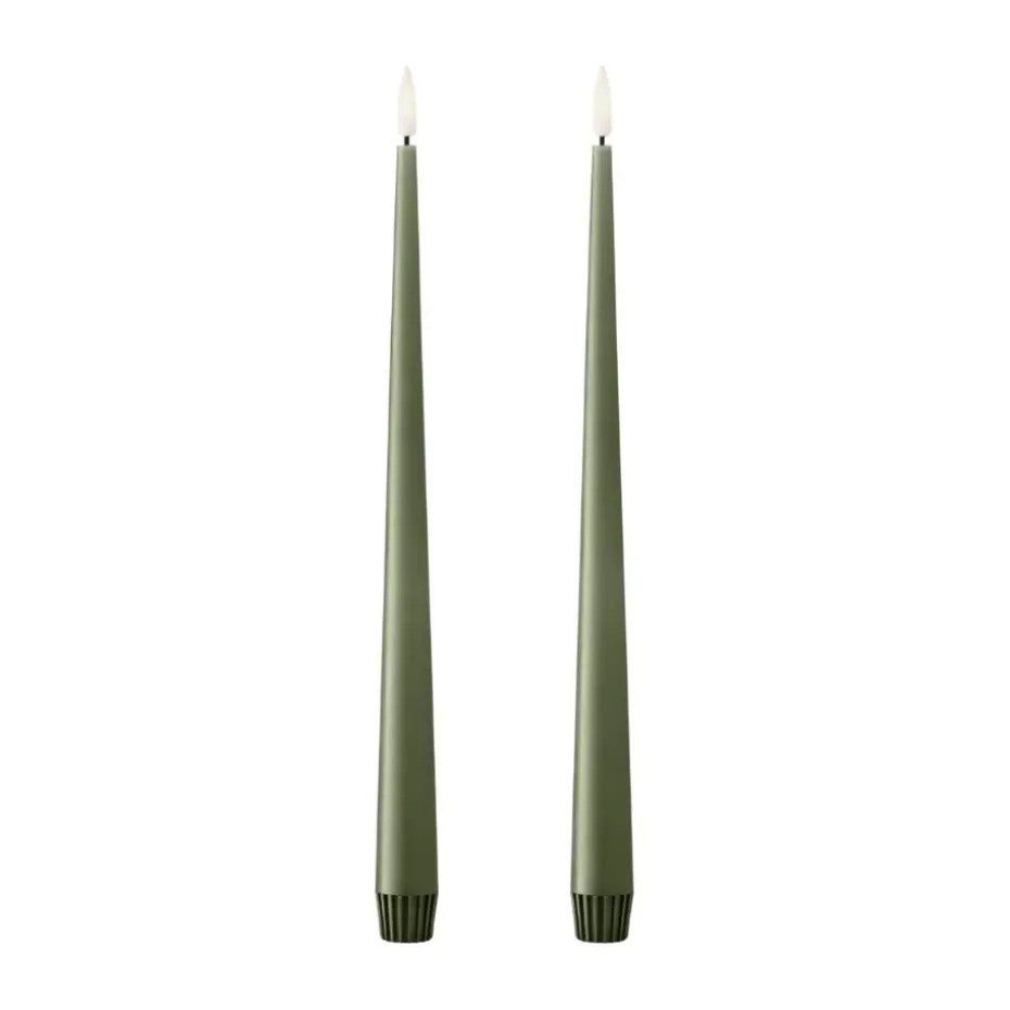 ester & erik taper candle LED 2-pack, 70 Green Soil , 30 cm