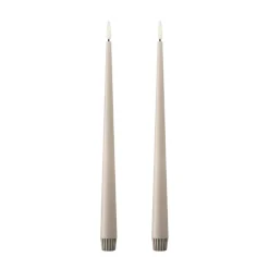 ester & erik taper candle LED 2-pack, 22 Linen Grey , 30 cm