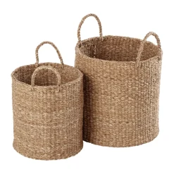 Esther cylinder storage basket with handle 2-pack, Natural