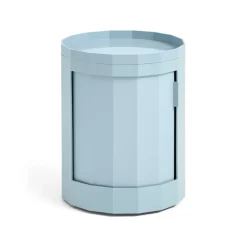Facet Cabinet low side table feet/wheels 49 cm, Misty blue
