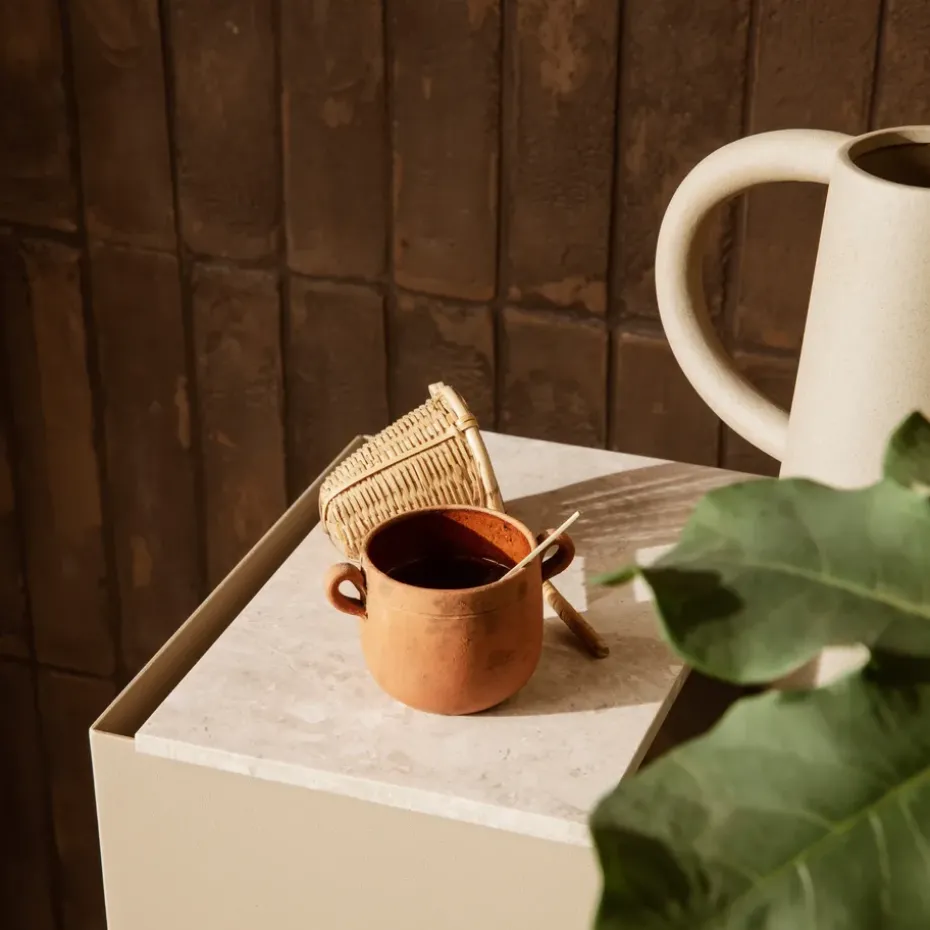 Ferm Living plant box marble tray, beige