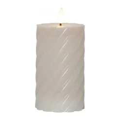 Flame pillar candle Ø7.5x15 cm, Beige